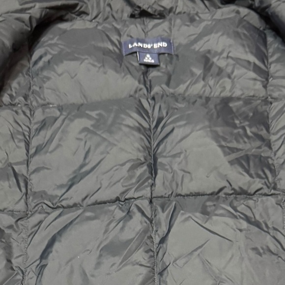 Women's LANDS' END Black Blue Goose Down Quilt Snap-Up Puffer Vest SMALL Y2K - Picture 9 of 13